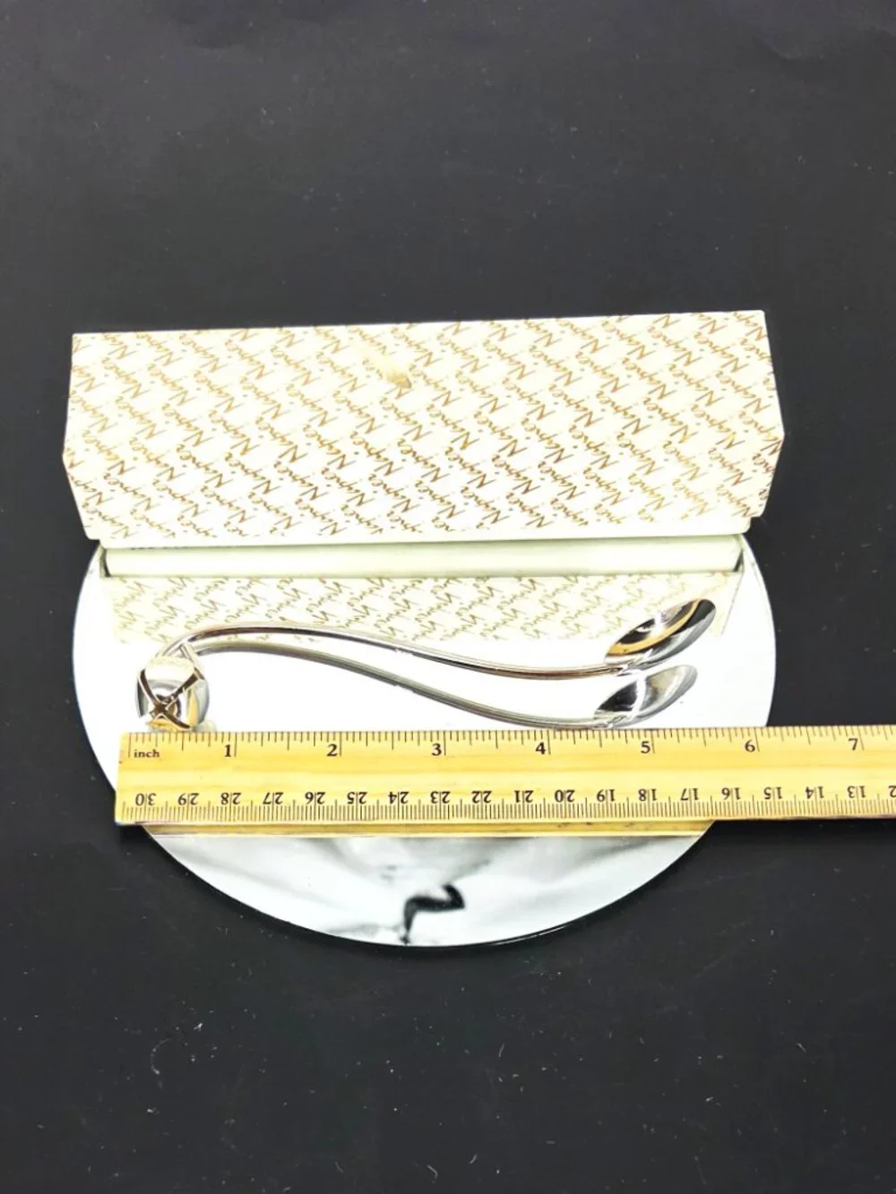 Napier Vintage Rhodium Finish Baby Spoon W/Jingle Bell Unused Original Box 6